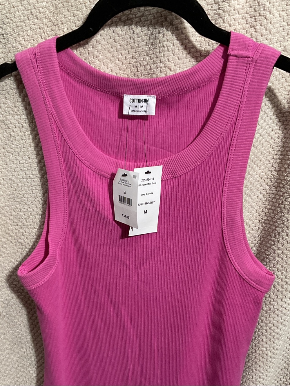 Cotton On Pink/Magenta Ribbed Racer Tank Mini - Picture 2 of 3